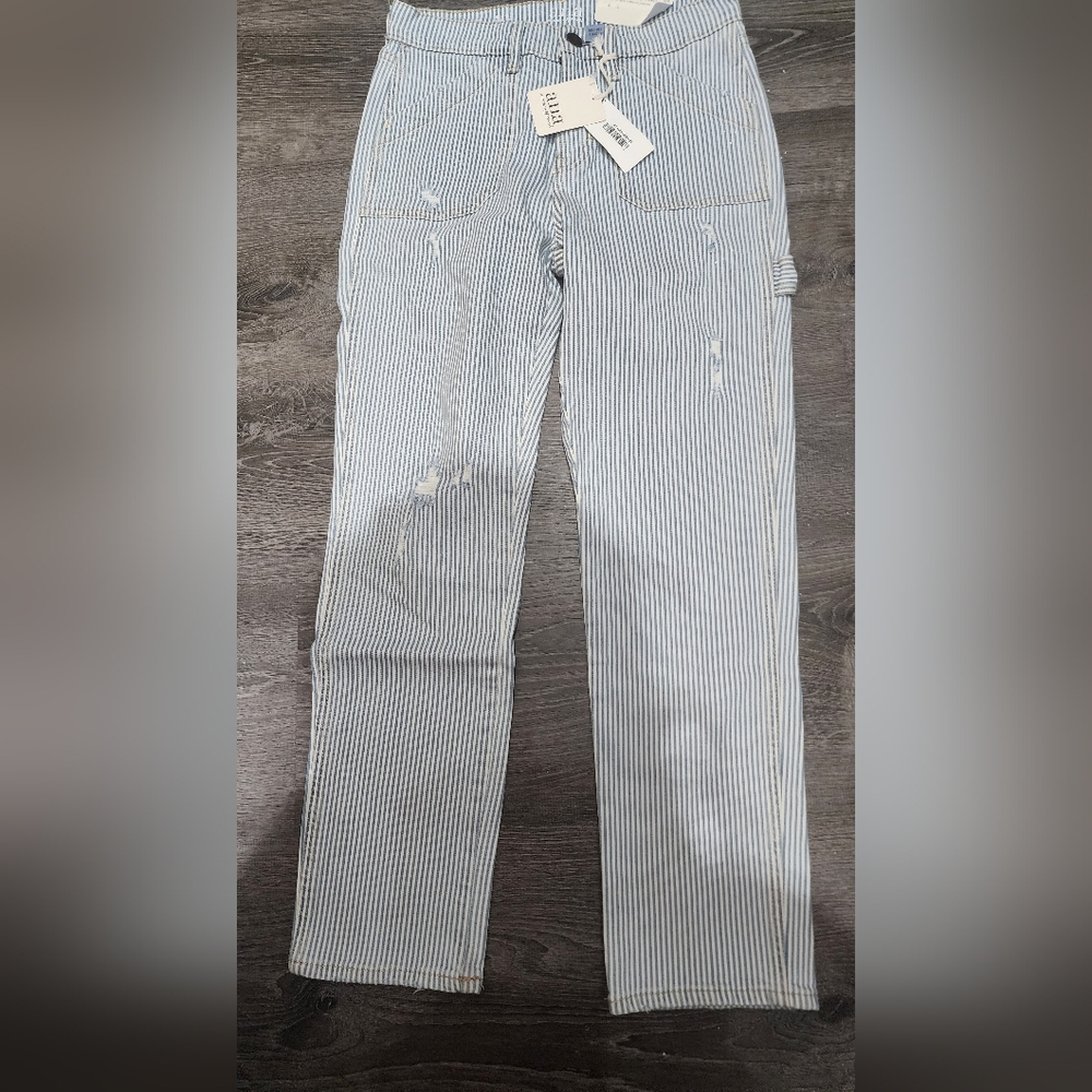 a.n.a Blue and White Striped Women Jeans